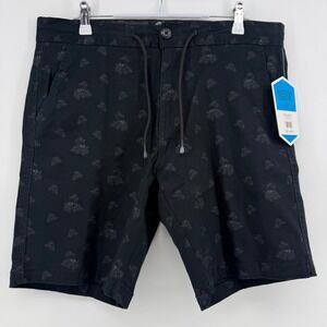 Modern Culture Shorts Mens 32 Black Skull Rose Print Stretch Drawstring NWT
